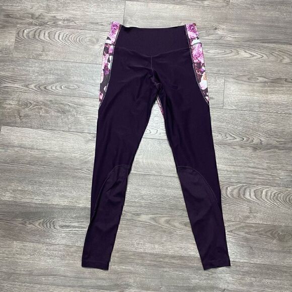 Nike Dri Fit Womens Purple Floral High Waist Activewear Leggings Size Medium - Picture 5 of 7
